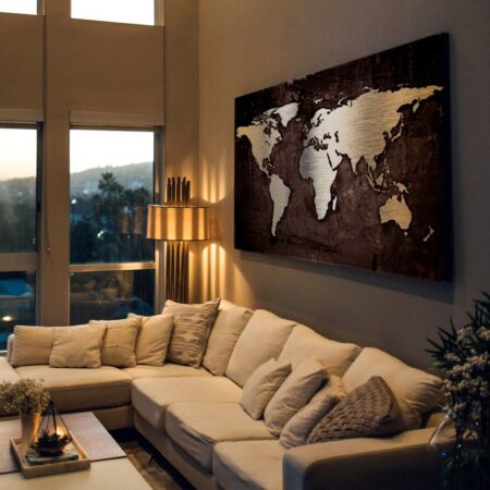 OUTLET Πίνακας σε καμβά GRUNGE METALLIC WORLD MAP 120cm x 80cm - OUTLET Sticky 2