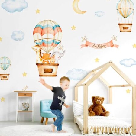 Αυτοκολλητο τοιχου ANIMALS AND BALLOONS WATERCOLOR - Βρεφικα & Παιδικά