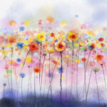 Πίνακας σε καμβά ABSTRACT DANDELION COLORFUL PAINTINGS FLOWERS SOFT