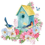 Πίνακας σε καμβά BIRD HOUSE BLUE BUTTERFLY SPRING