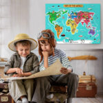Πινακας σε καμβά COLOR ILLUSTRATION WORLD MAP