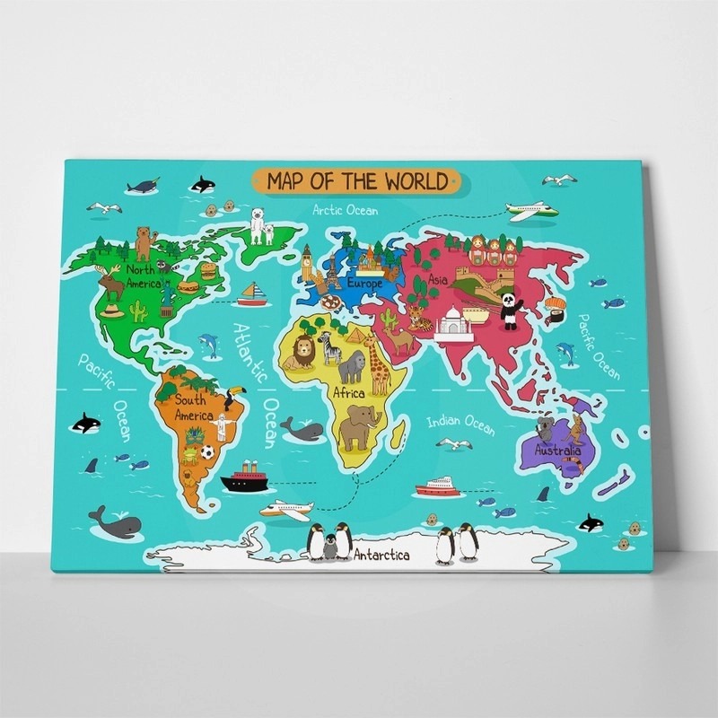 Πινακας σε καμβά COLOR ILLUSTRATION WORLD MAP