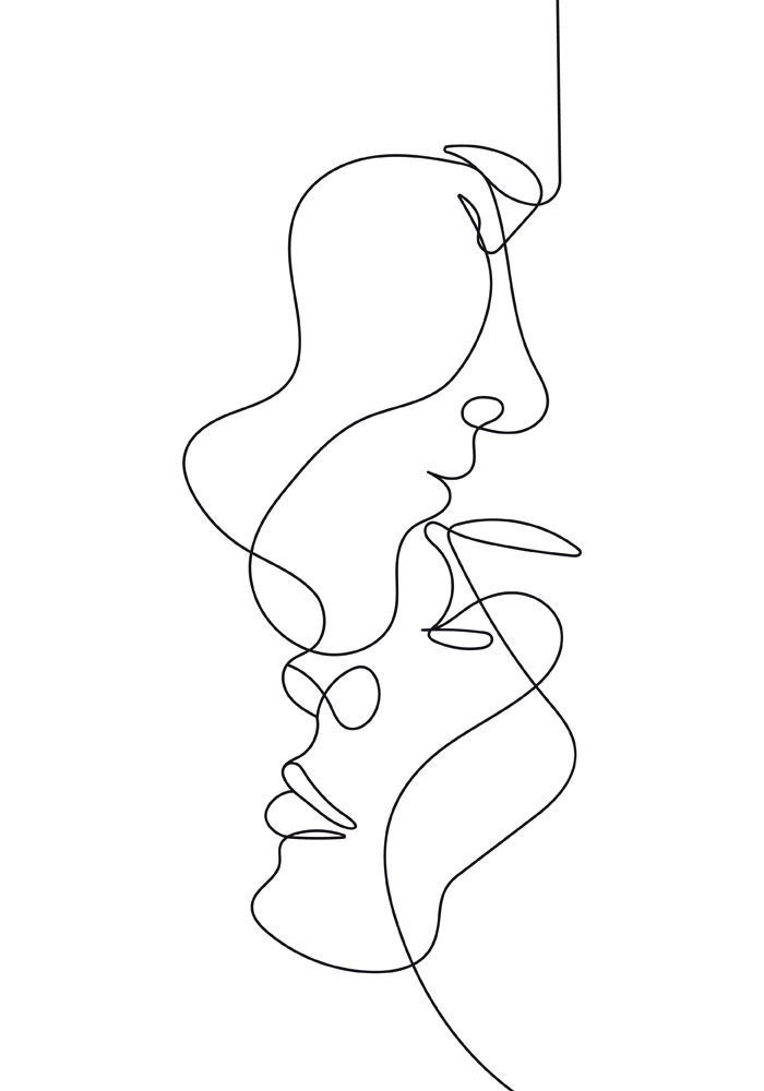 OUTLET Πινακας σε καμβά COUPLE LINE DRAWING 50cm x 80cm