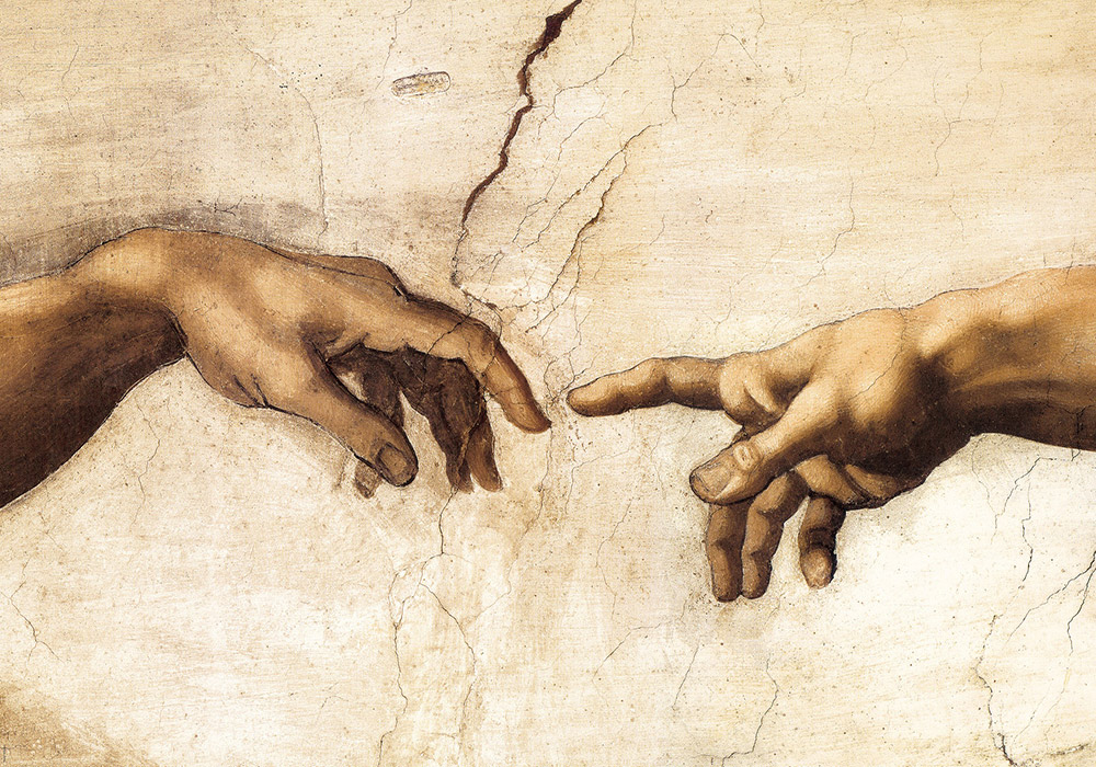 OUTLET Πίνακας σε καμβά MICHELANGELO - CREATION HANDS 120cm x 80cm