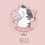 Πίνακας σε καμβά CUTE LITTLE ZEBRA PRINCESS