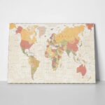 Πινακας σε καμβά DETAILED ILLUSTRATION WORLD MAP