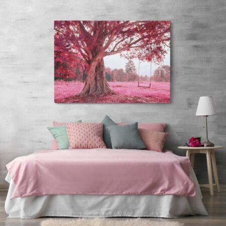 Πινακας σε καμβά FANTASTIC SWING ON TREE PINK - Υπαιθρος