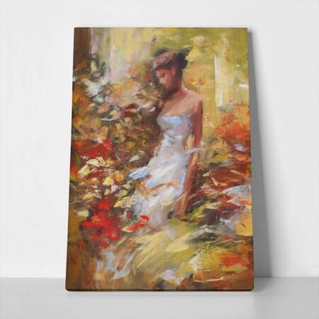 Πινακας σε καμβά FEMALE IN THE FOREST HANDMADE PAINTING - Πορτραιτα και Φιγουρες Sticky 1