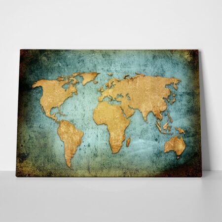 Πινακας σε καμβά GRUNGE ILLUSTRATED WORLD MAP - Χαρτες Sticky 1