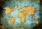 Πινακας σε καμβά GRUNGE ILLUSTRATED WORLD MAP