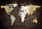 OUTLET Πίνακας σε καμβά GRUNGE METALLIC WORLD MAP 120cm x 80cm