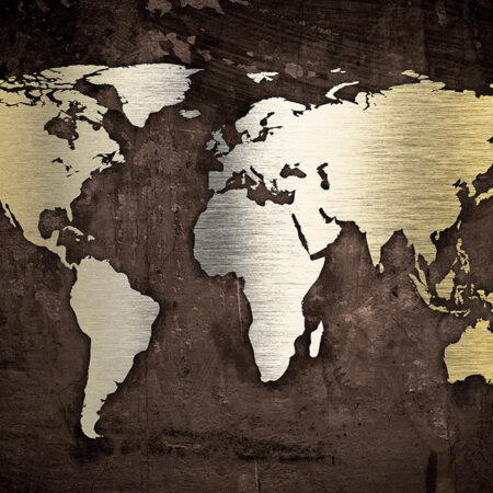 OUTLET Πίνακας σε καμβά GRUNGE METALLIC WORLD MAP 120cm x 80cm - OUTLET Sticky 6