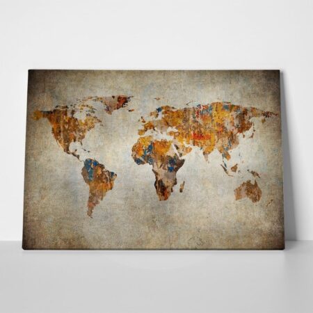 Πινακας σε καμβά GRUNGE MAP OF THE WORLD - Χαρτες Sticky 2