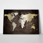 OUTLET Πίνακας σε καμβά GRUNGE METALLIC WORLD MAP 120cm x 80cm