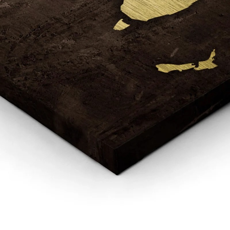 OUTLET Πίνακας σε καμβά GRUNGE METALLIC WORLD MAP 120cm x 80cm