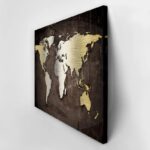 OUTLET Πίνακας σε καμβά GRUNGE METALLIC WORLD MAP 120cm x 80cm