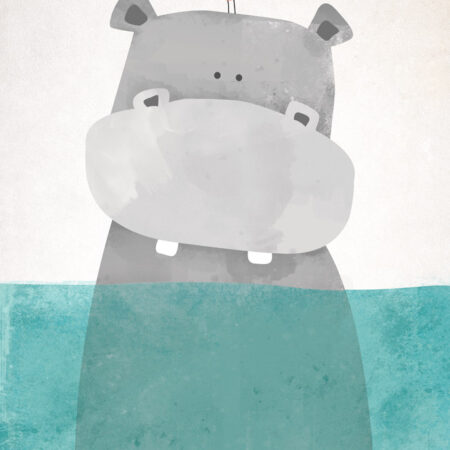 Πινακας σε καμβά HIPPO IN WATER - Παιδικοι και set Sticky 5