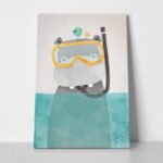 Πινακας σε καμβά HIPPO IN WATER 2
