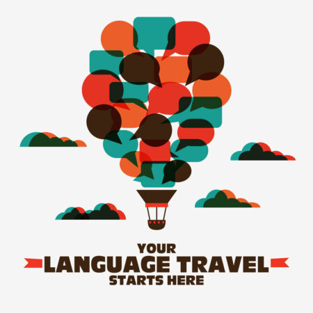 Πίνακας σε καμβά LANGUAGE TRAVEL - Typography και Χαρτες Sticky 4