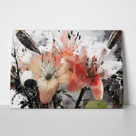 Πινακας σε καμβά LILIES MODERN ABSTRACT ART STYLE CUBISM - Κρινα Sticky 1