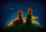 Πινακας σε καμβά LITTLE PRINCE FOX SITTING ON GRASS