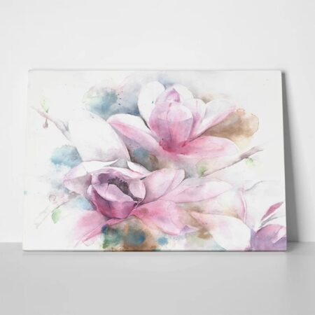 Πινακας σε καμβά MAGNOLIA FLOWER TREE WATERCOLOR PAINTING - Μανολιες Sticky 1