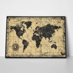Πινακας σε καμβά OLD BLACK INK MAP