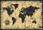 Πινακας σε καμβά OLD BLACK INK MAP
