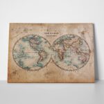 Πινακας σε καμβά OLD STAINED WORLD MAP 1800