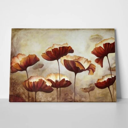 Πινακας σε καμβά PAINTING POPPIES TEXTURE BROWN - Πινακες σε καμβα Sticky 1