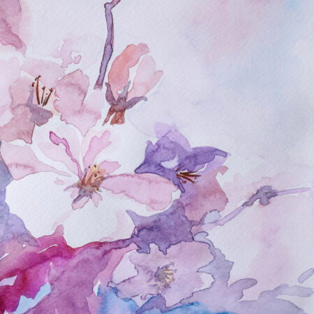 Πινακας σε καμβά PINK FLOWERS WATERCOLOR - Floral - Λουλουδια Sticky 5