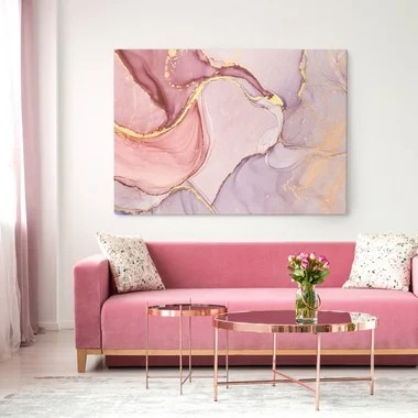 Πινακας σε καμβά PINK AND GOLD MARBLE PAINT - Αφηρημενα και Abstract