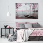Πινακας σε καμβά PINK LAKE BOAT