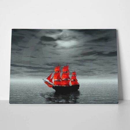 Πινακας σε καμβά RED SHIP - Βαρκες και Καραβια Sticky 1