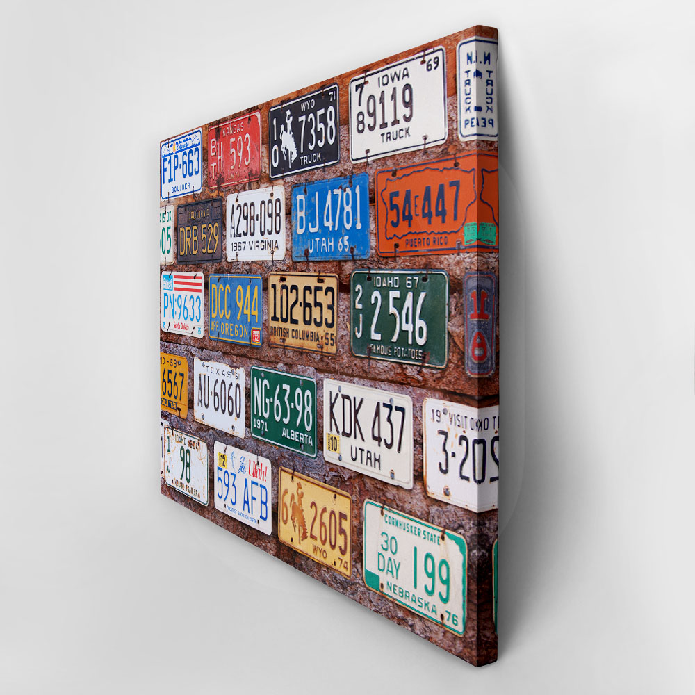 Πινακας σε καμβά RETRO CAR PLATES