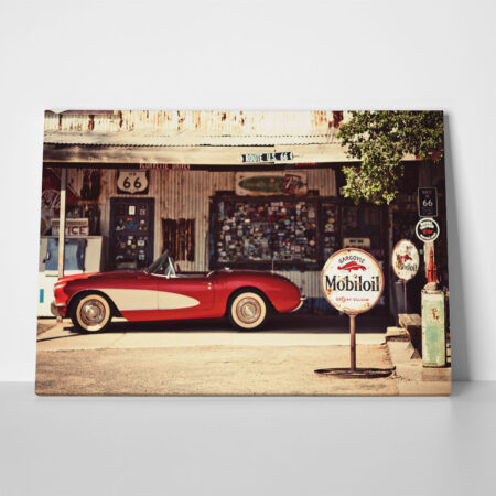 Πινακας σε καμβά RETRO RED CAR - Αυτοκινητα Sticky 1