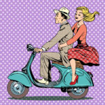 Πίνακας σε καμβά RIDING SCOOTER POP ART