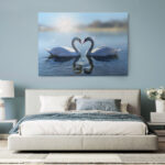 Πινακας σε καμβά ROMANTIC SWANS