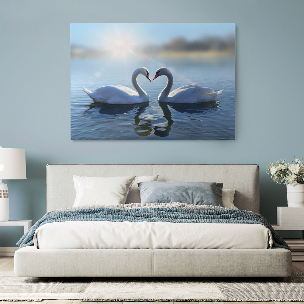 Πινακας σε καμβά ROMANTIC SWANS