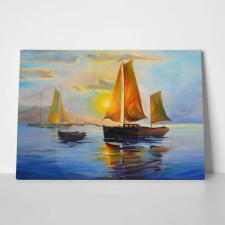 Πινακας σε καμβά SAILBOAT SUNSET 2 - Βαρκες και Καραβια Sticky 1