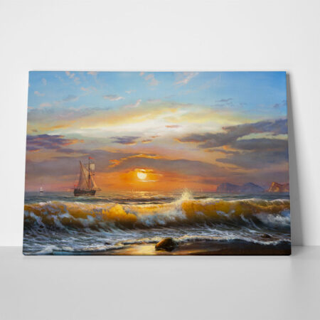 Πινακας σε καμβά SAILBOAT SUNSET - Θαλασσα Sticky 1
