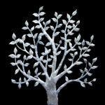 Πίνακας σε καμβά SILVER TREE ON BLACK BACKGROUND