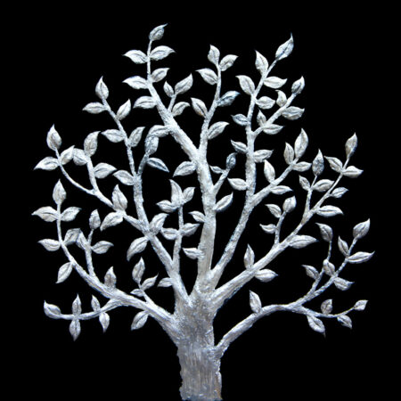 Πίνακας σε καμβά SILVER TREE ON BLACK BACKGROUND - Εργα Τεχνης Sticky 5