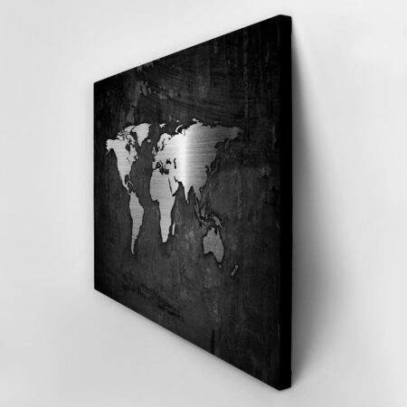 Πινακας σε καμβά SILVER WORLD MAP - Χαρτες Sticky 3
