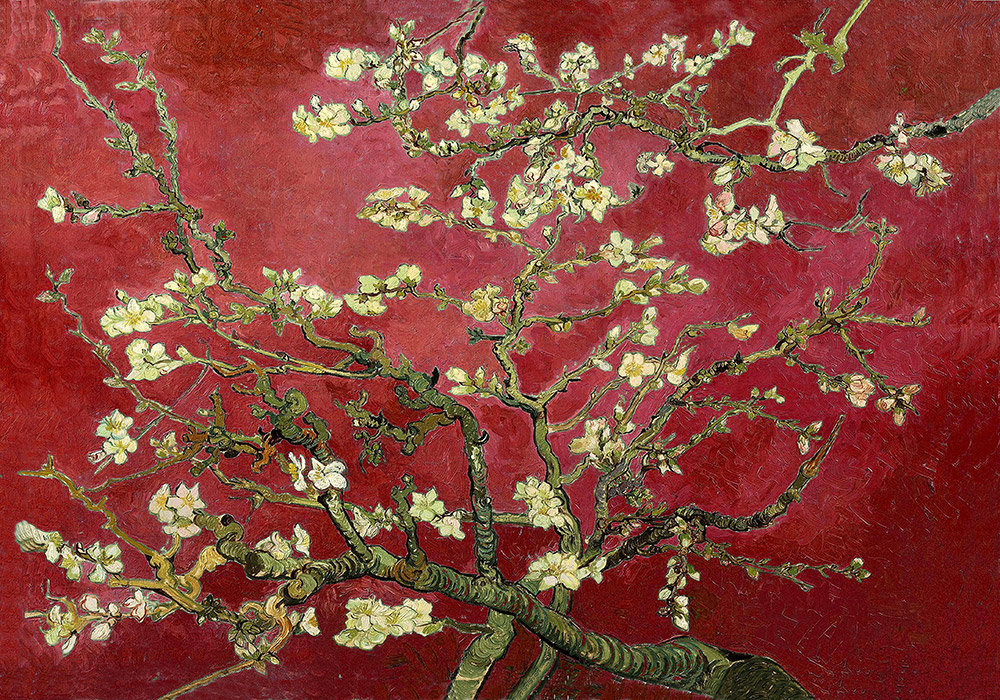 OUTLET Πίνακας σε καμβά VAN GOGH - ALMOND BLOSSOM RED 120cm x 80cm