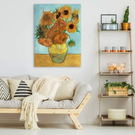 Πινακας σε καμβά Πίνακας VAN GOGH - SUNFLOWERS TURQUOISE - Vincent Van Gogh
