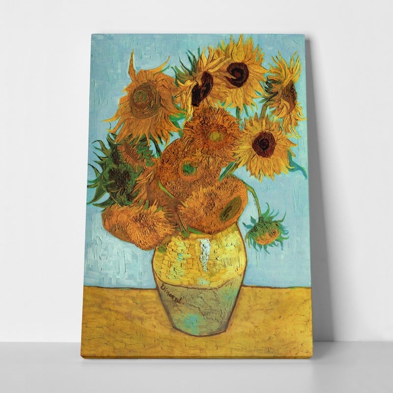 Πινακας σε καμβά Πίνακας VAN GOGH - SUNFLOWERS TURQUOISE