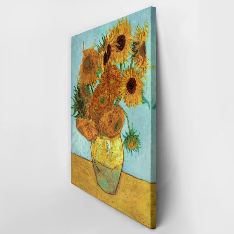 Πινακας σε καμβά Πίνακας VAN GOGH - SUNFLOWERS TURQUOISE