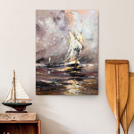 Πινακας σε καμβά VESSEL IN A STORMING SEA - Βαρκες και Καραβια