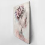 Πινακας σε καμβά WATERCOLOR PORTRAIT OF A WOMAN WITH LILIES